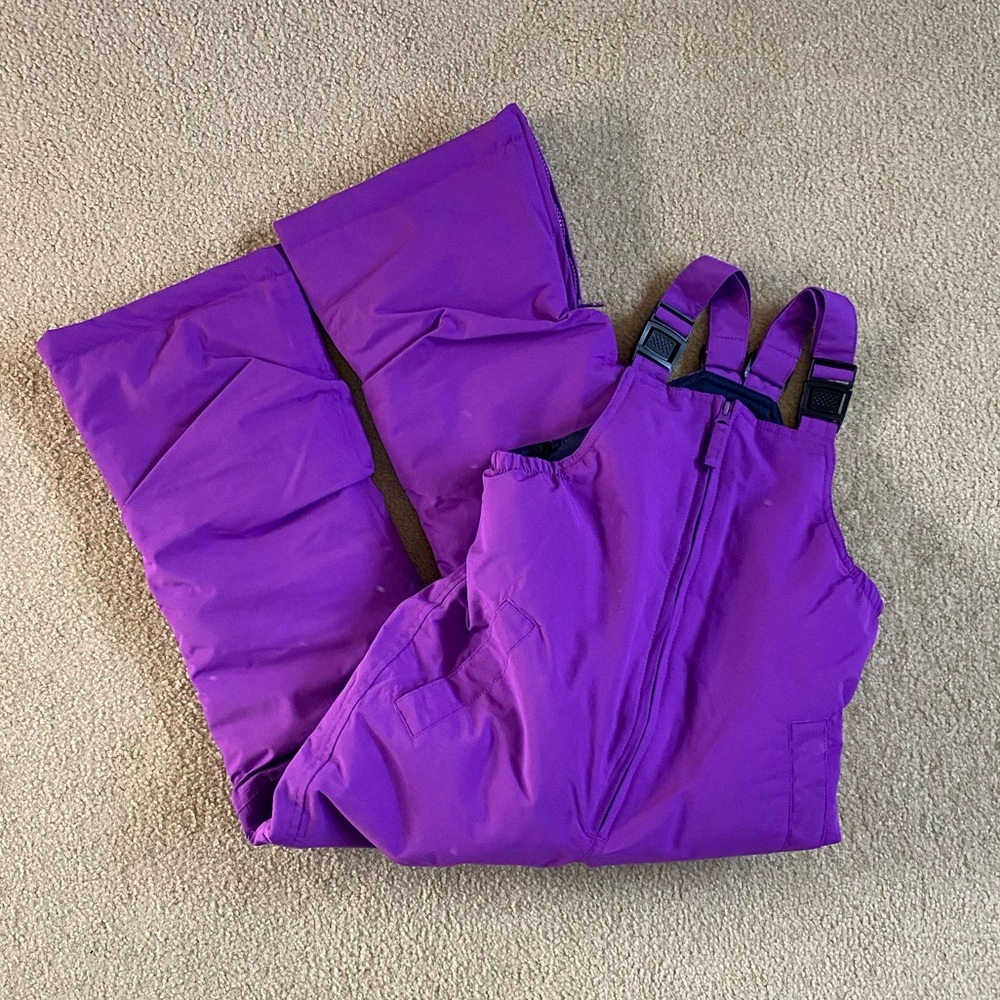 Kids snow bibs, NWOT, Lands End, size 7, adjustable, purple